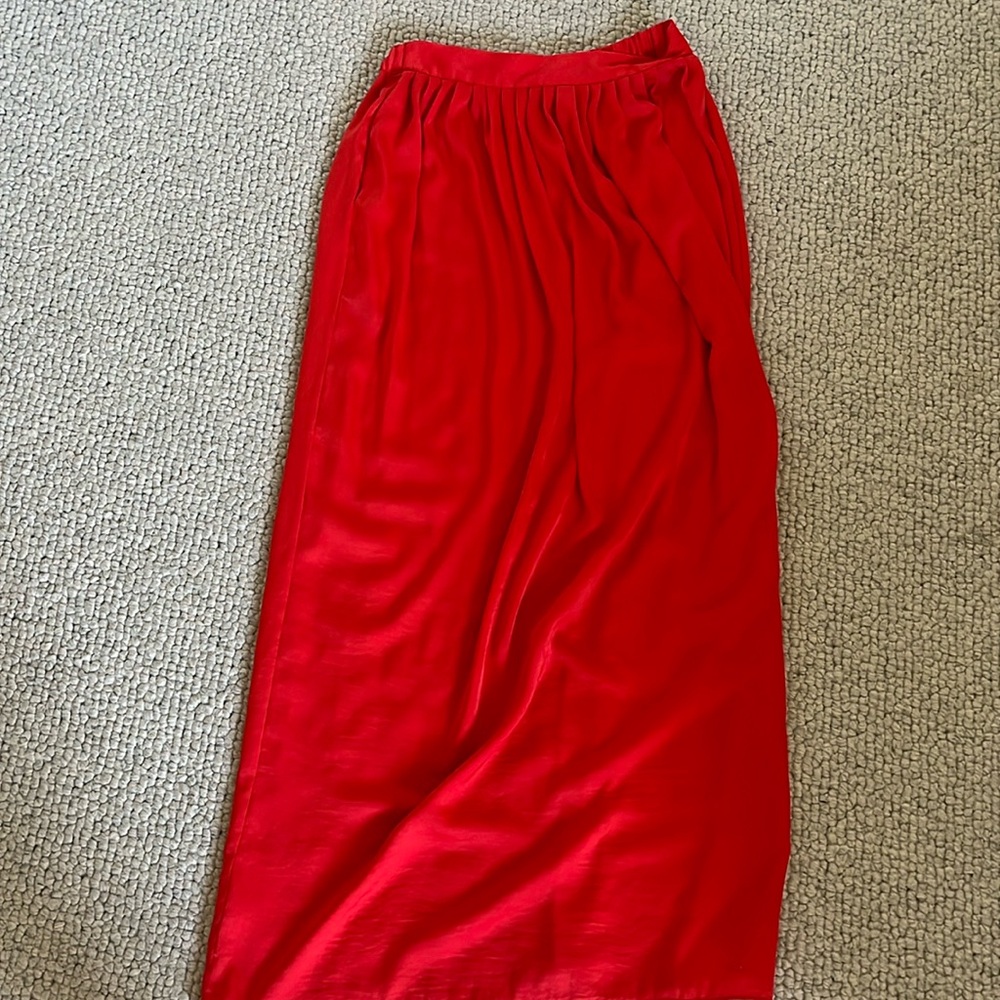 BCBG maxi red silk skirt